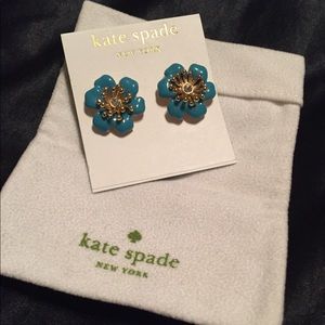 Kate Spade Blue Enamel Flower Stud Earrings